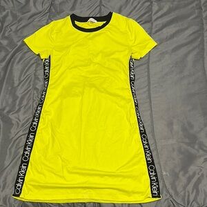 Calvin Klein Bright Yellow Dress with Black Accents